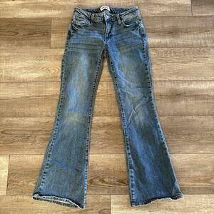 RSQ Jeans Tilly's Women's Size 27 Blue Low Rise Flare Med Wash Denim Y2K Boho